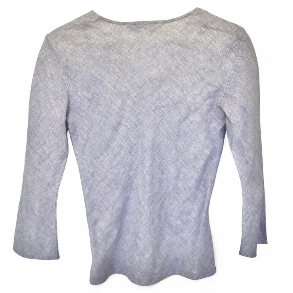 Purple Linen Embroidered Women's Top - Picture 3 of 4